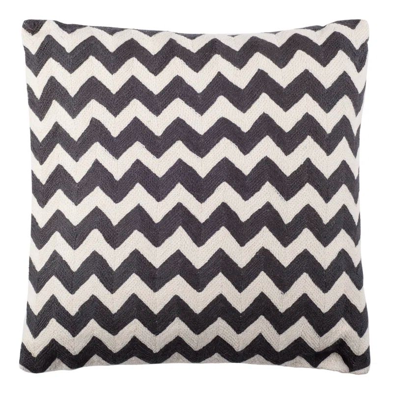 Gray Embroidered Cotton Canvas Square Pillow Set