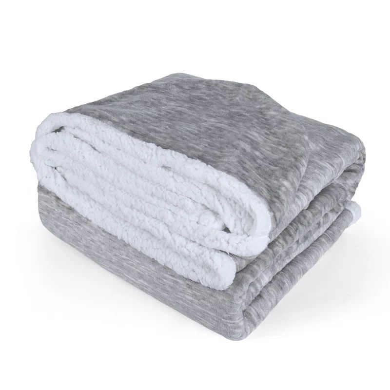 Light Gray Hooded Sherpa Fleece Wearable Blanket with Sleeves