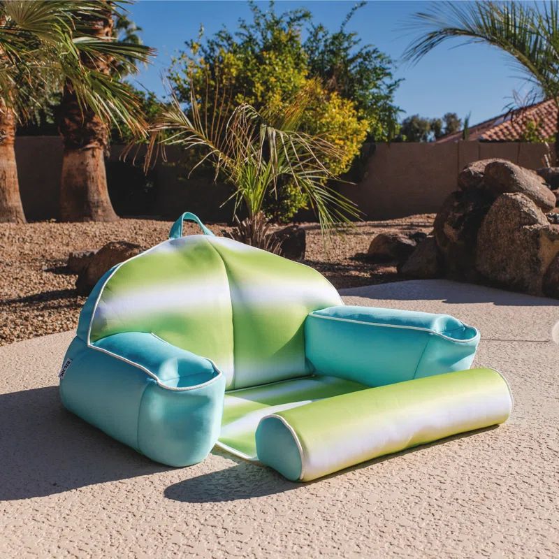Rolling Wave Lime Quick-Drying Mesh Lazy Lounger with Headrest