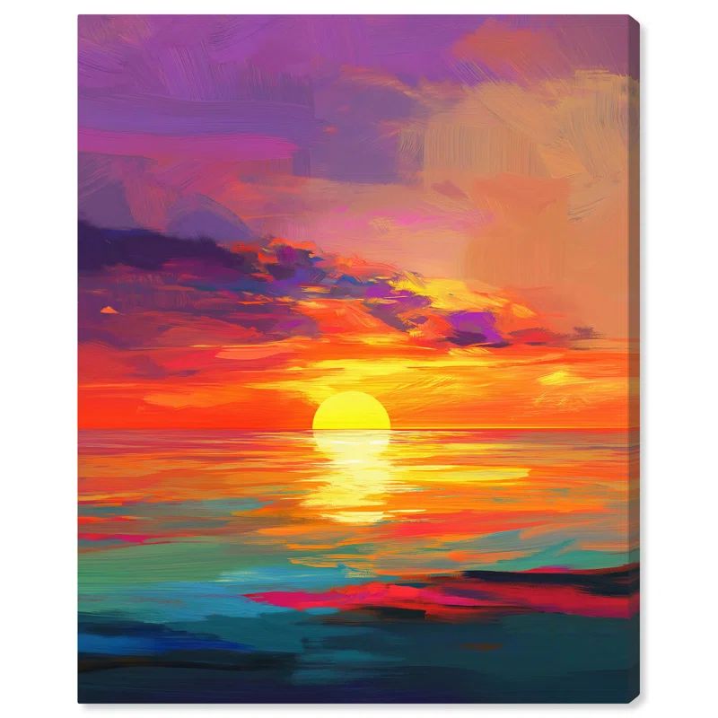 Blue Landscape Canvas Print with Pine Wood Frame