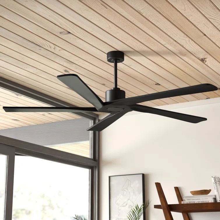 54" Gold and Black 5-Blade Ceiling Fan with Remote