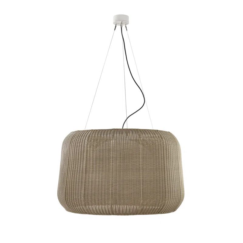 Natural White Aluminum Drum Pendant Light with Light Beige Shade