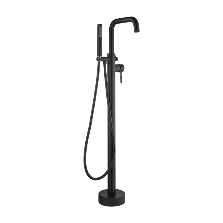 Matte Black Freestanding Tub Filler Faucet with Hand Shower