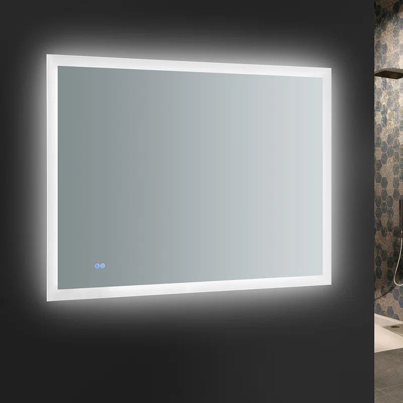 Sleek 48"x36" Frameless Bathroom Vanity Mirror with LED Halo & Fog-Free Technology