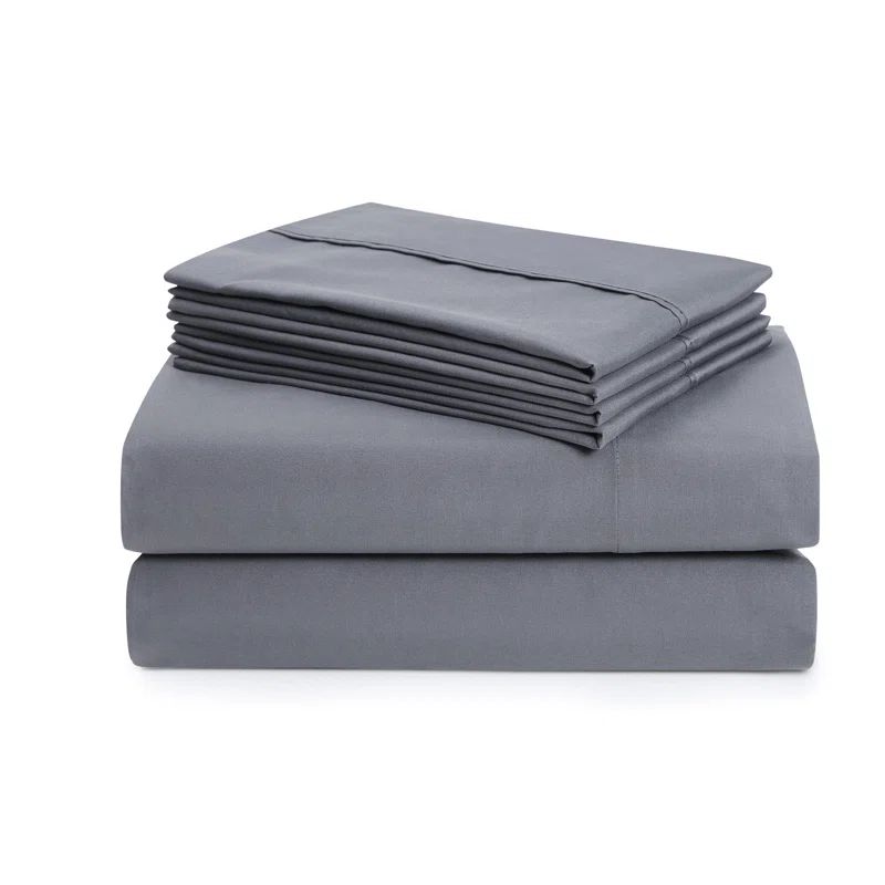 Gray Deep Pocket Microfiber Queen Sheet Set with Extra Pillowcases