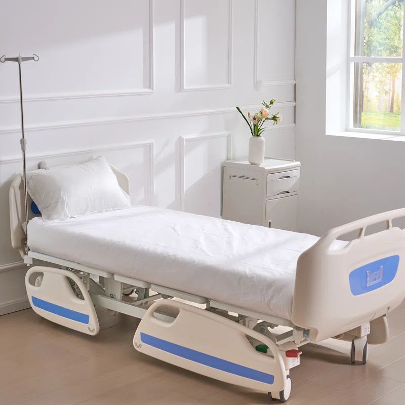 Premium Full Electric Hospital Bed with Memory Foam Mattress and IV Pole