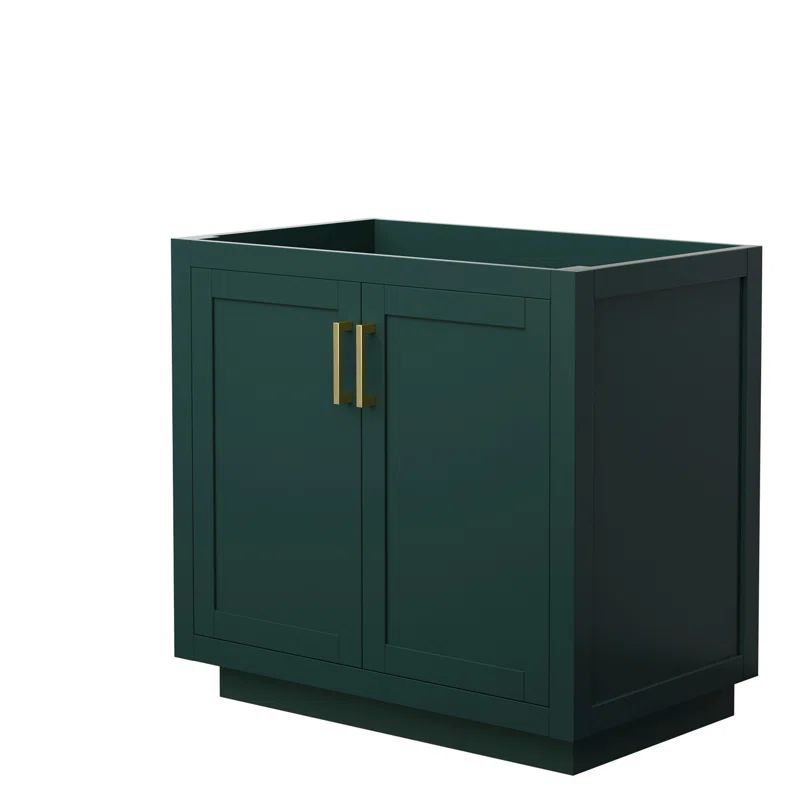 Miranda 35.25" Dark Green and Gold Freestanding Single Bathroom Vanity