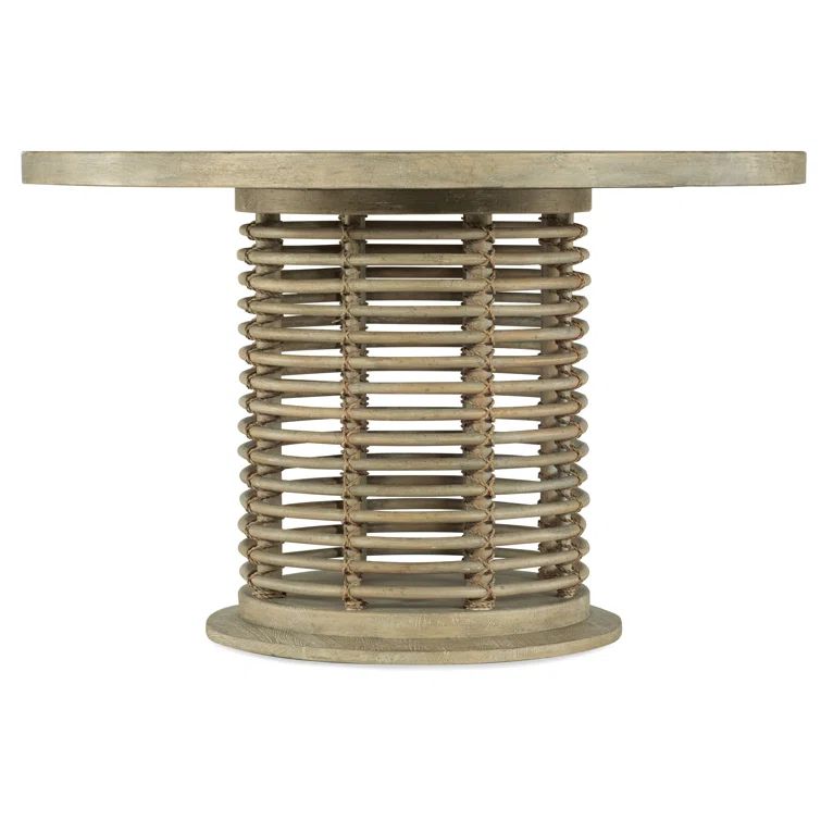 Anders Beach-Inspired Round Reclaimed Wood & Cane Dining Table