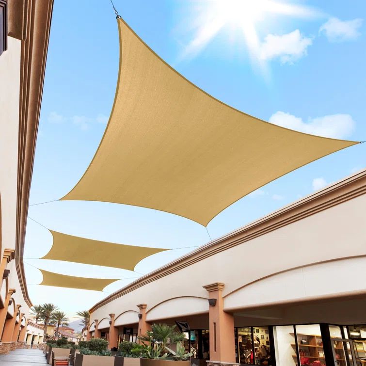 Sand Beige 12 ft. x 16 ft. Rectangle Sun Shade Sail with Hardware Kit