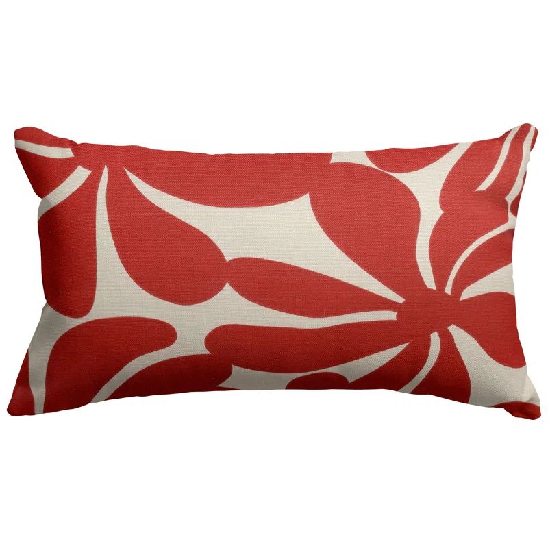Red and White Polyester Indoor/Outdoor Decorative Throw Pillow