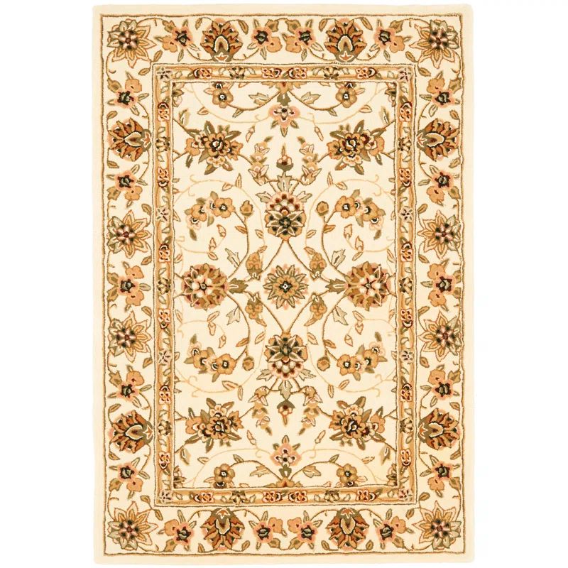 Ivory Floral Hand-Tufted Wool Area Rug 4' x 6'