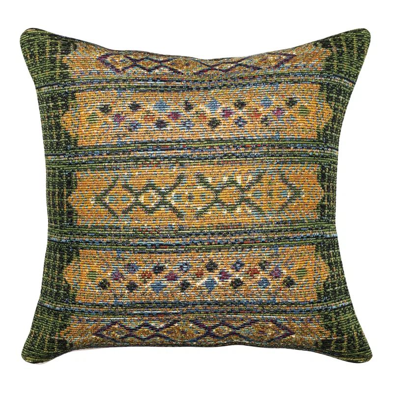 Green and Yellow Tribal Stripe Indoor/Outdoor Pillow 18" x 18"