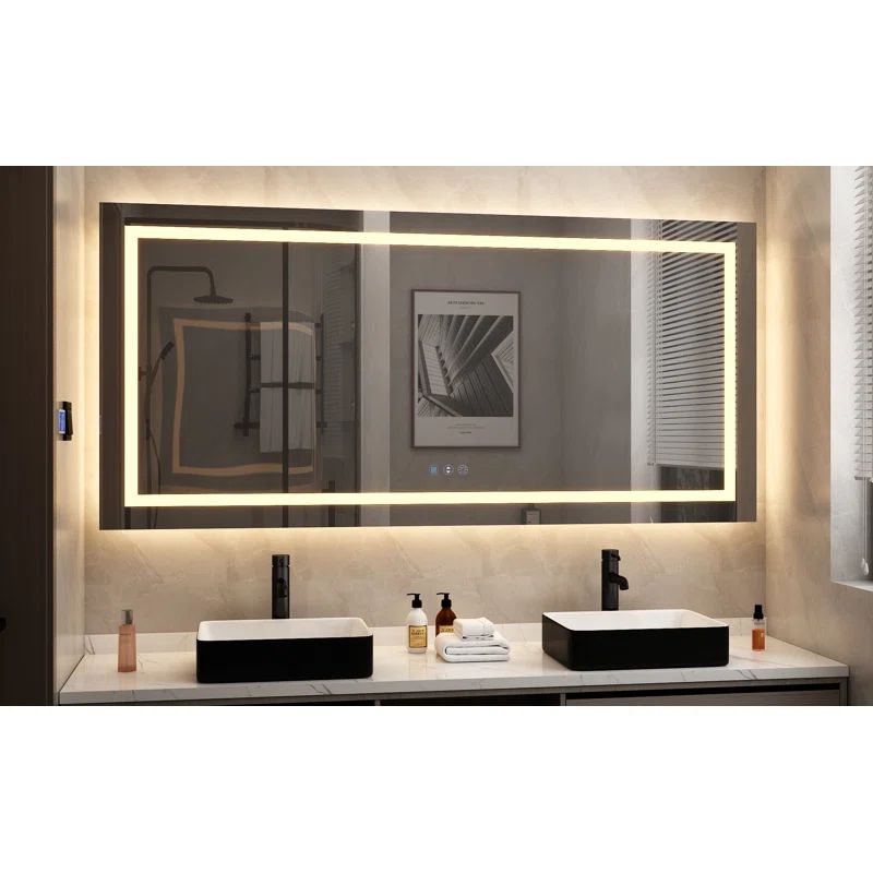 Oversized Frameless LED Bathroom Vanity Mirror with Anti-Fog Feature
