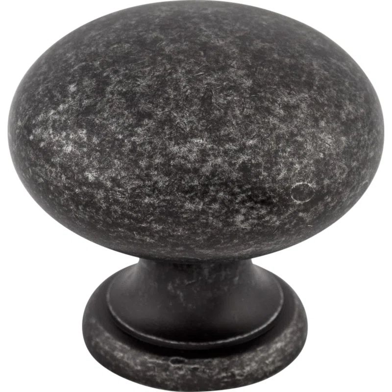 Black Iron Round Mushroom Cabinet Knob with Mounting Hardware