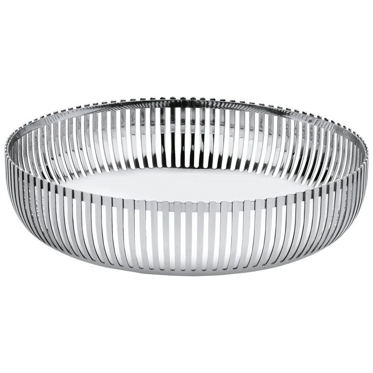6" Round Silver Stainless Steel Fruit Basket
