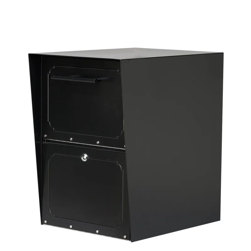 Black Steel Lockable Post-Mount Drop Box