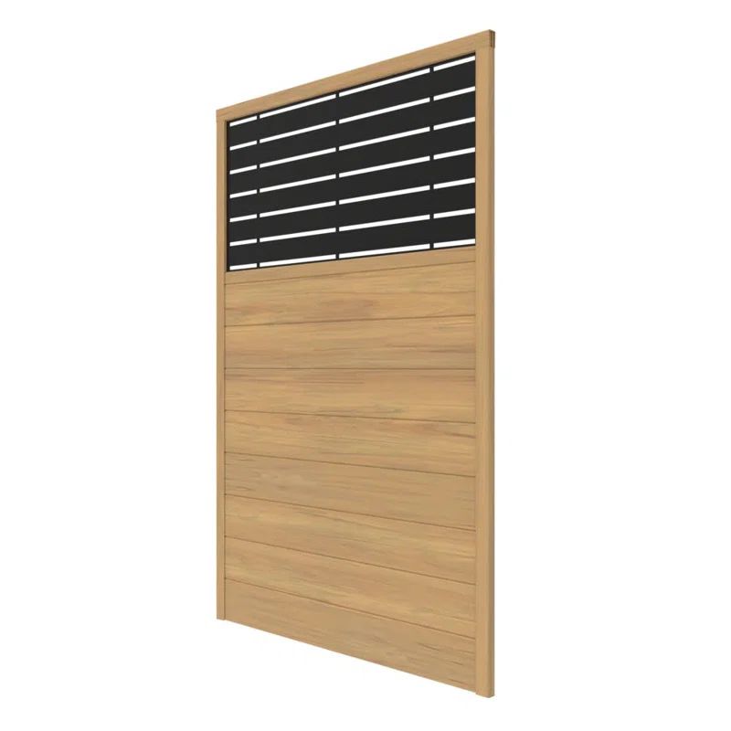 6 ft x 4 ft Cypress and Black Vinyl Semi-Privacy Fence