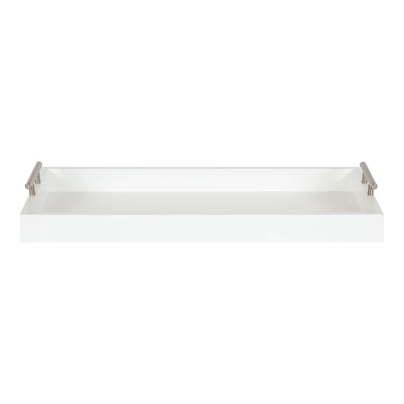 Lipton Sleek White and Silver Wood Decorative Tray, 10x24
