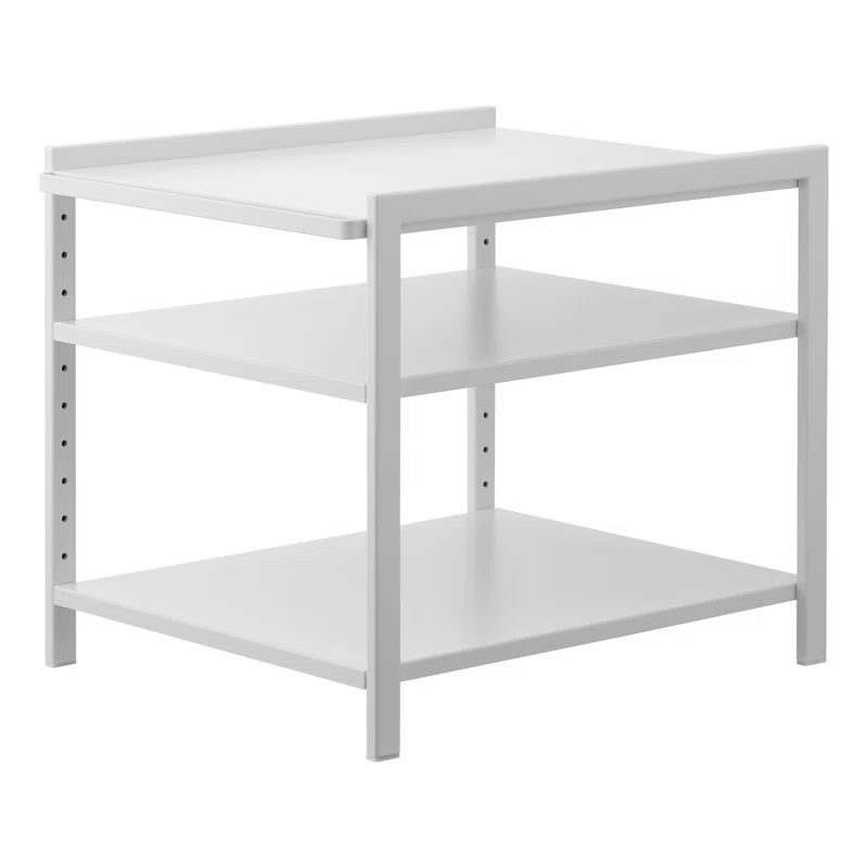White Adjustable Three-Tier Steel Cabinet Storage Rack