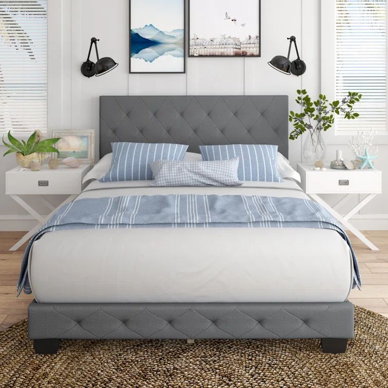 Charlotte Full/Double Linen Tufted Upholstered Platform Bed
