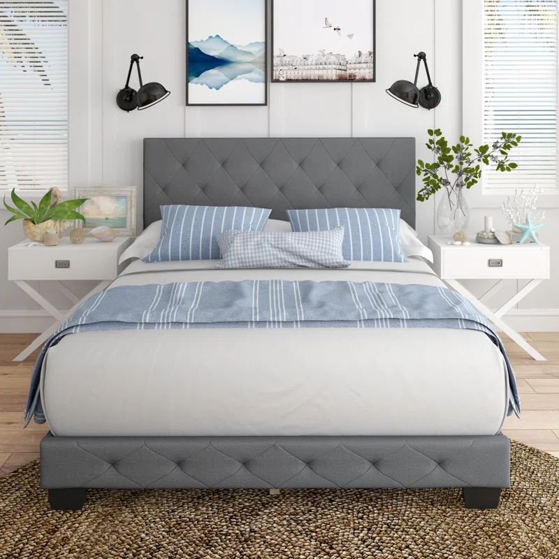 Charlotte Full/Double Linen Tufted Upholstered Platform Bed