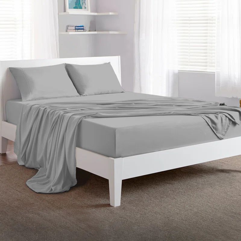 Light Grey Full Size Polyester Microfiber Bed Sheet Set