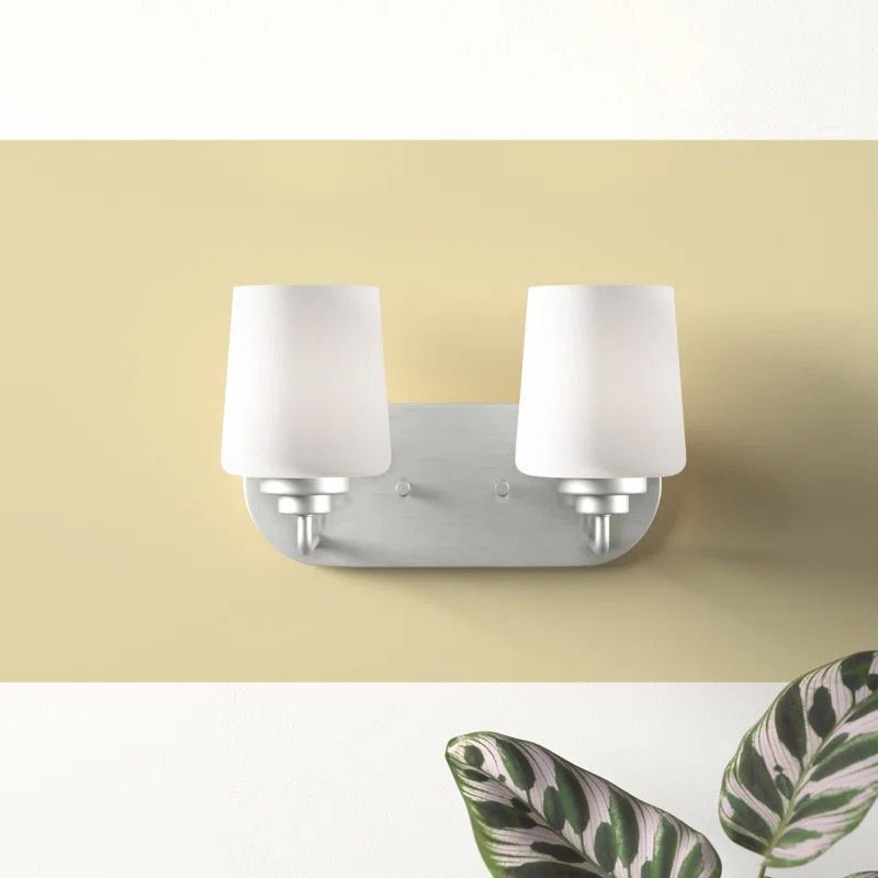 Windom 2-Light Brushed Nickel Vanity with Etched Opal Glass