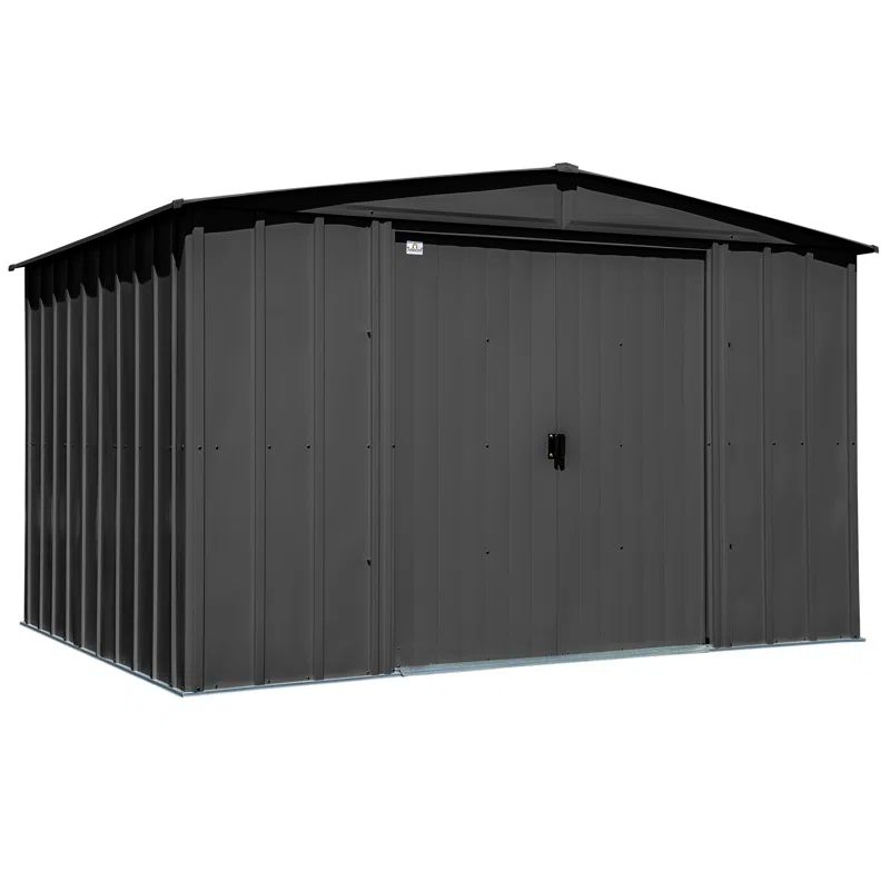Charcoal 8' x 10' Galvanized Steel Peak Roof Storage Shed