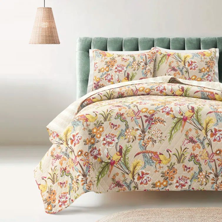 Dolores Full/Queen Neutral Multi Cotton Reversible Quilt Set