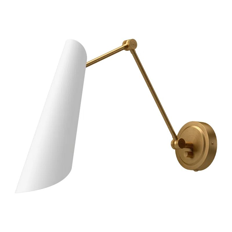 White and Aged Gold Adjustable Dimmable Vanity Sconce