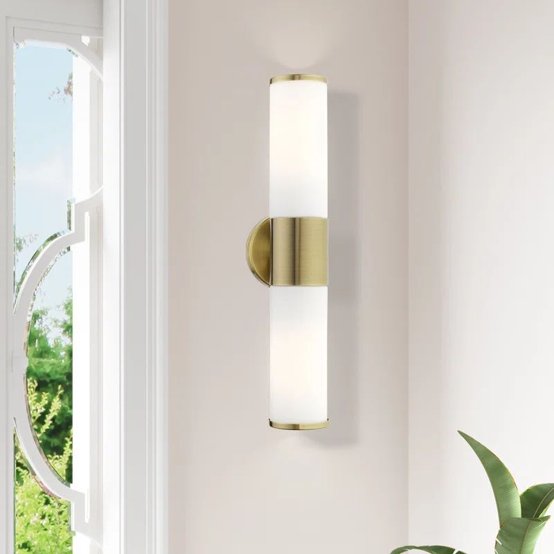 Antique Brass 2-Light Wall Mount Vanity Sconce