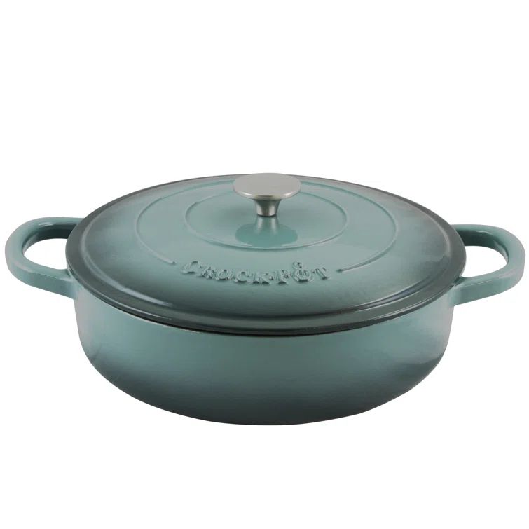 Slate Gray 5-Quart Enameled Cast Iron Braiser Pan with Lid
