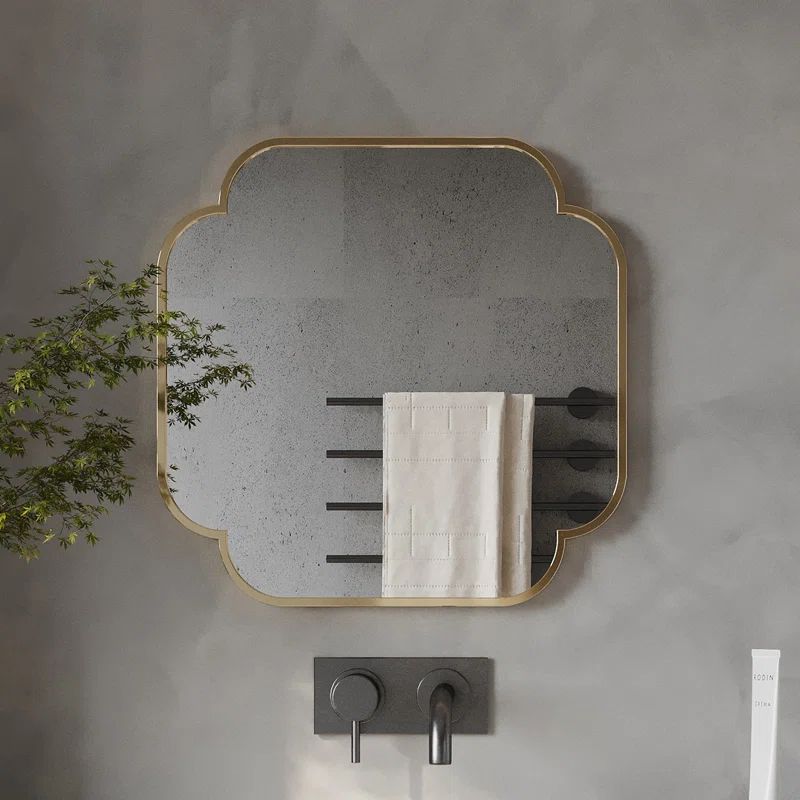 Gold Scalloped Rectangular Wall Mirror with Metal Frame
