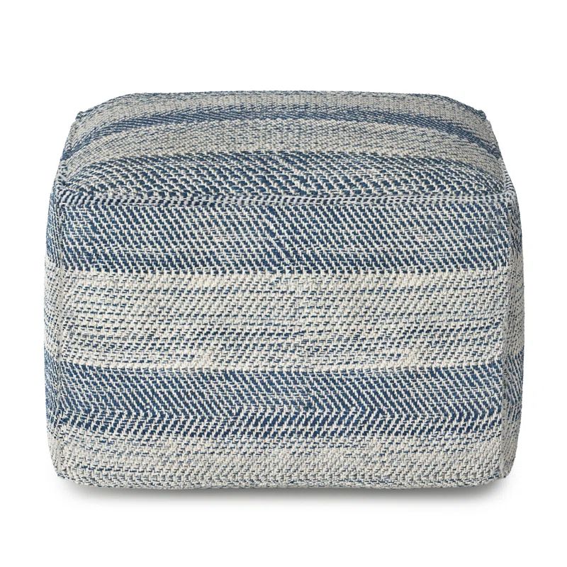 Clay Teal Melange Cotton Square Pouf