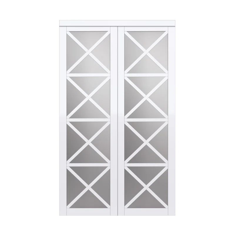 Euro 72'' x 80'' White Mirrored Sliding Closet Doors