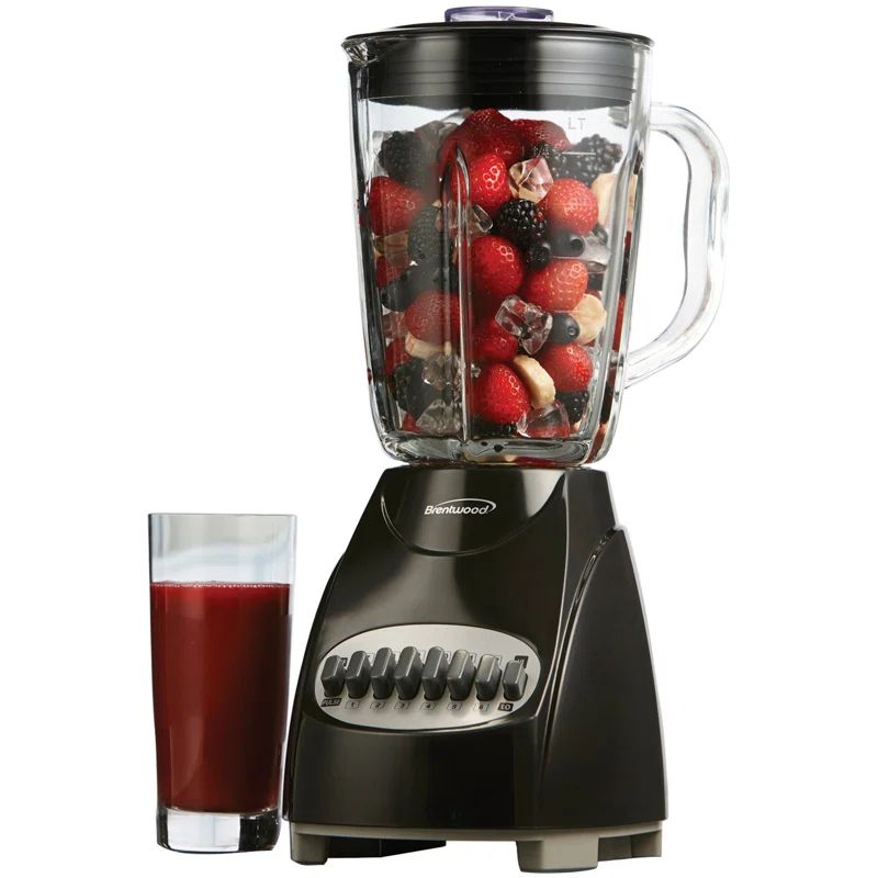 Black 12-Speed Countertop Blender with Borosilicate Glass Jug