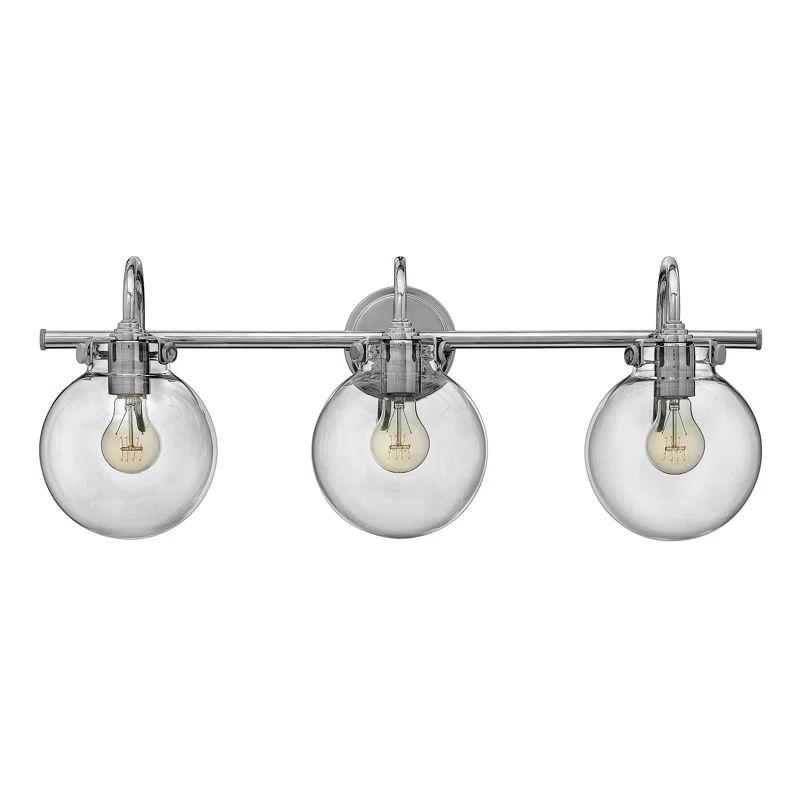 Chrome 3-Light Bath Fixture with Clear Glass Shades