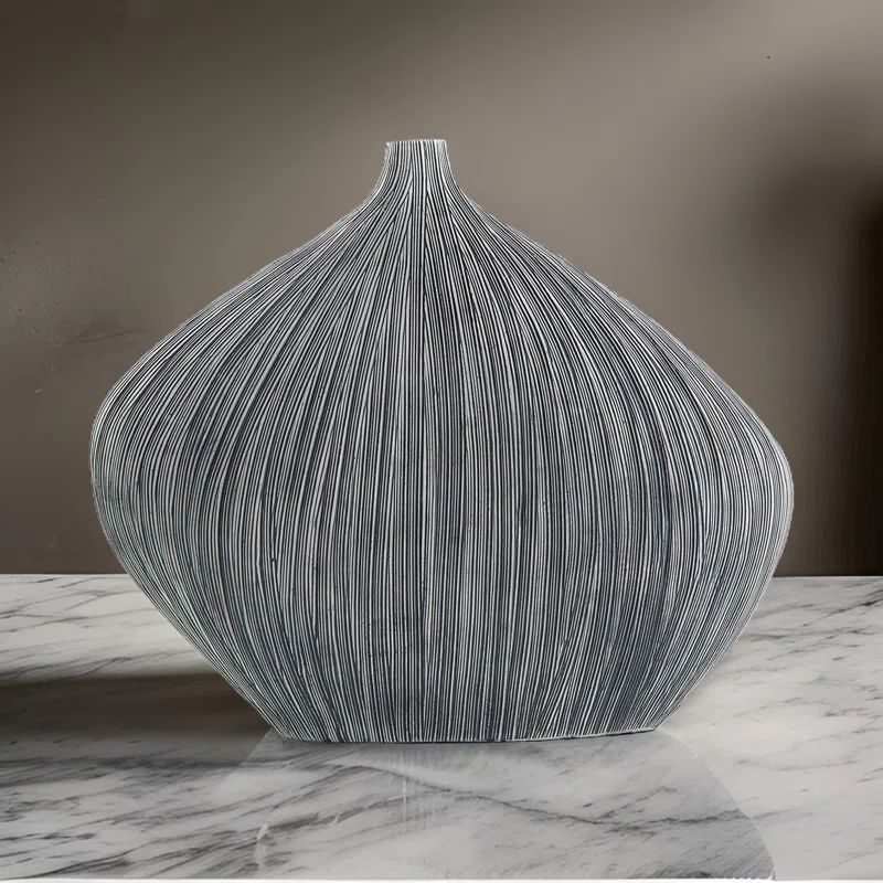 Gray Asymmetrical Polyresin Decorative Vase, 16 Inch