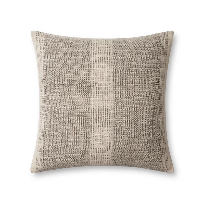 Charcoal and Ivory Woven Cotton 18" Throw Pillow