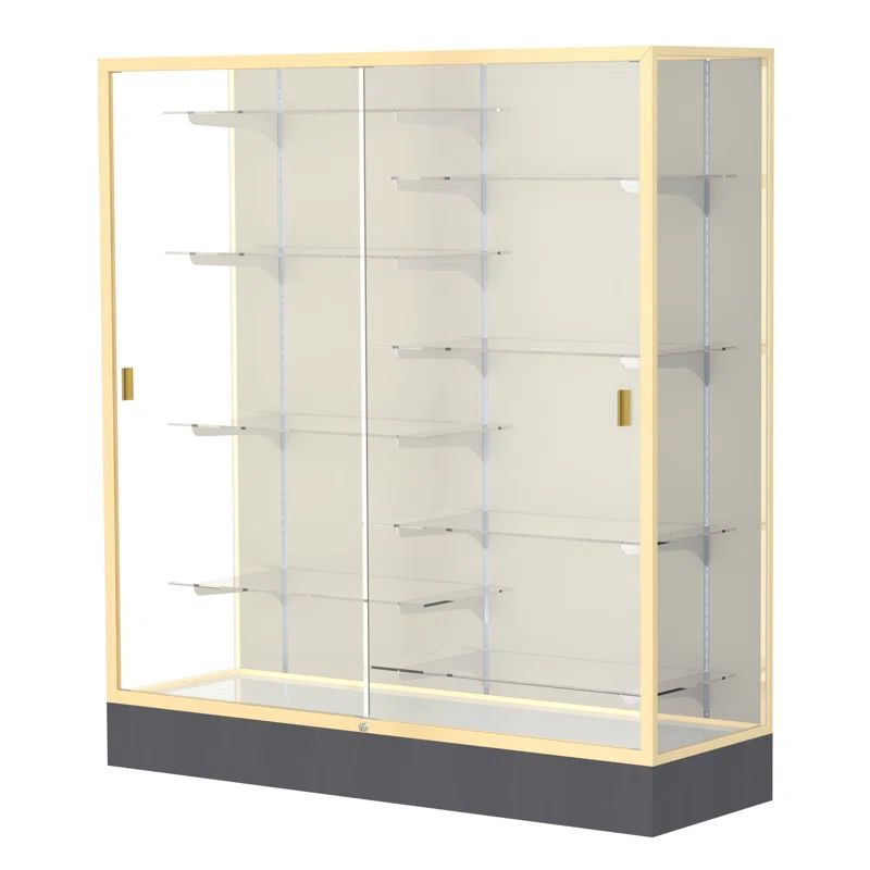 Gold Aluminum Floor Standing Trophy Display Case with Adjustable Shelves