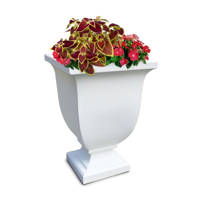 White 26" Tall Self-Watering Resin Patio Planter
