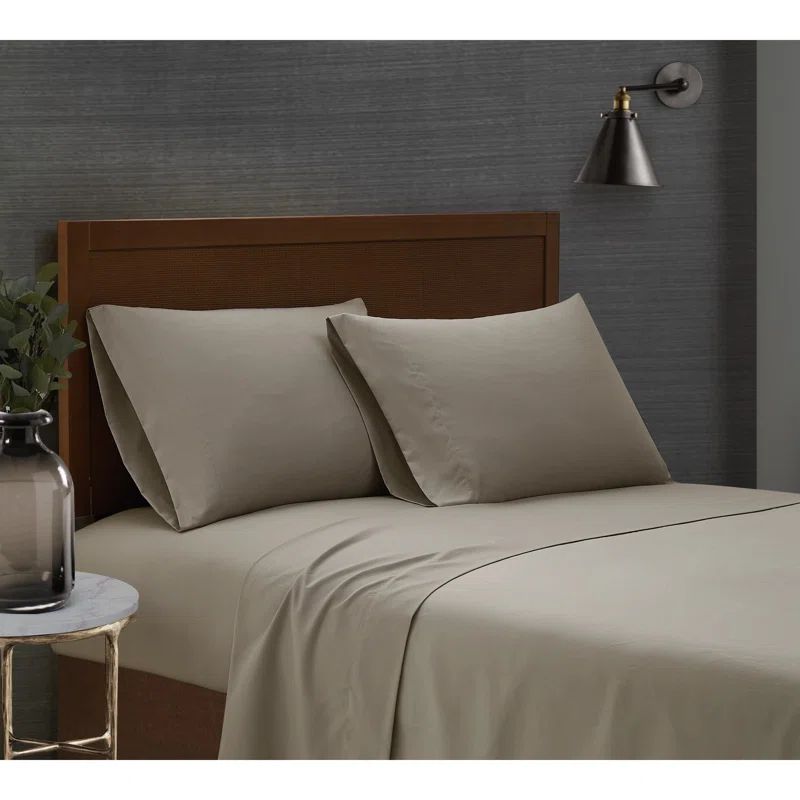 Khaki Microfiber Twin XL Contour Sheet Set for Adults
