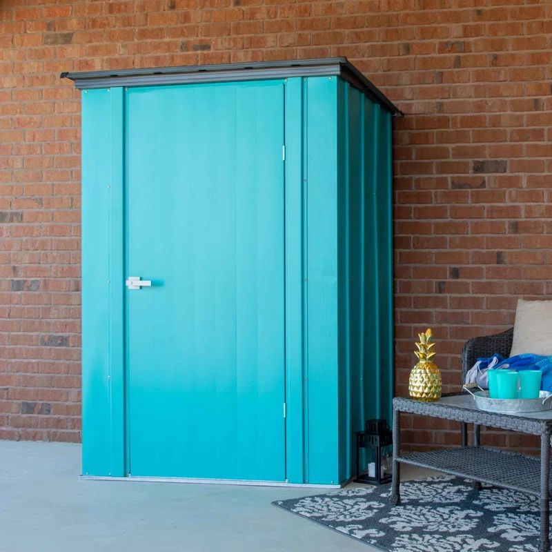 Teal and Anthracite Metal Vertical Storage Shed Kit
