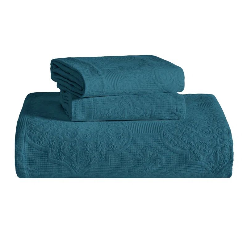 Deep Sea Twin Cotton Matelasse Bedspread Set with Pillow Sham