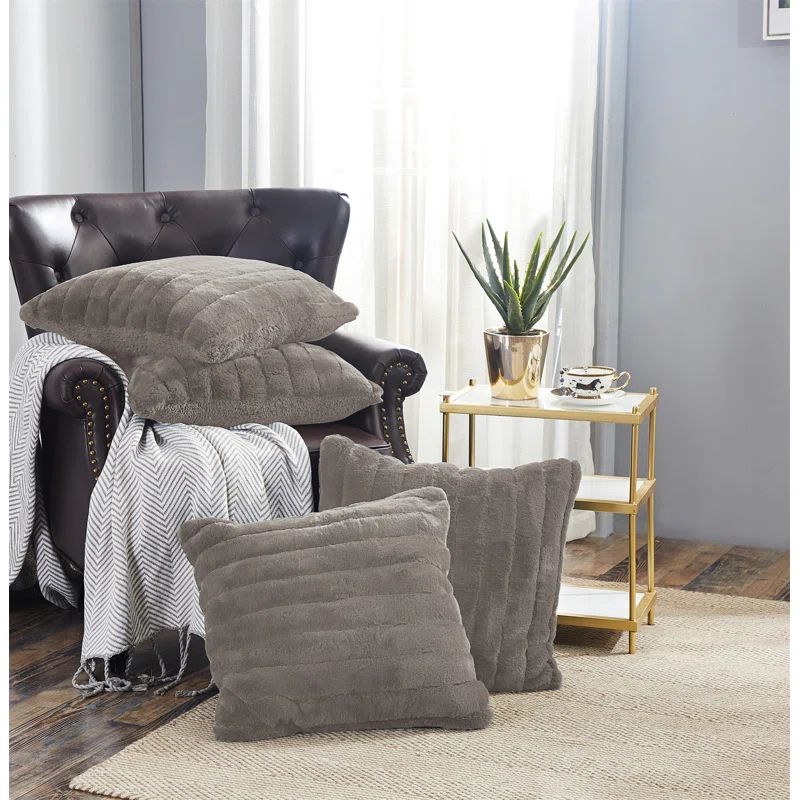 Fungi Faux Fur and Sherpa 20x20 Pillow Covers Set of 4