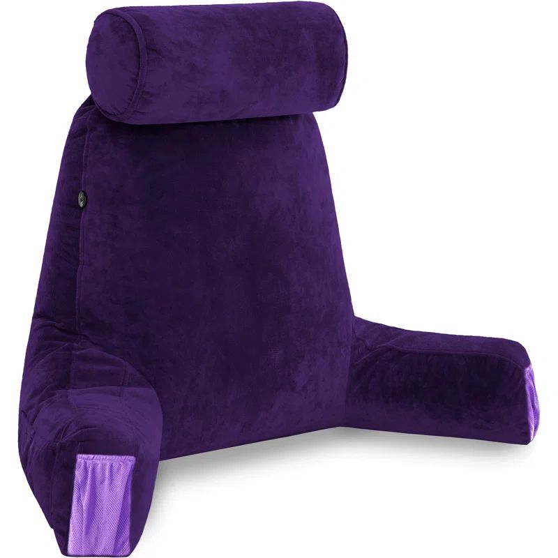 Medium Purple Microsuede Backrest Pillow with Arms
