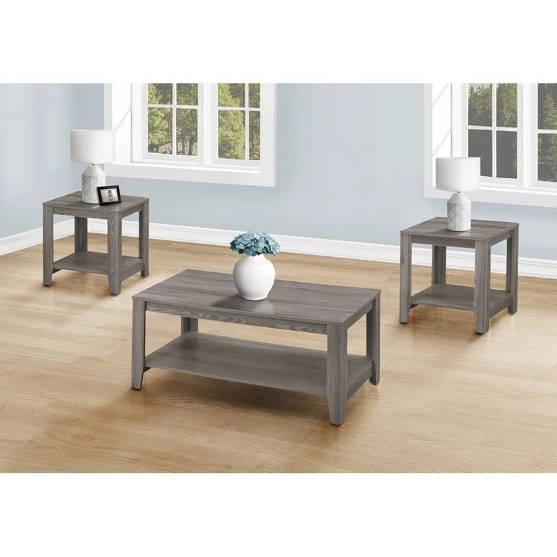Sonoma Oak-Look Grey 3-Piece Coffee and End Table Set
