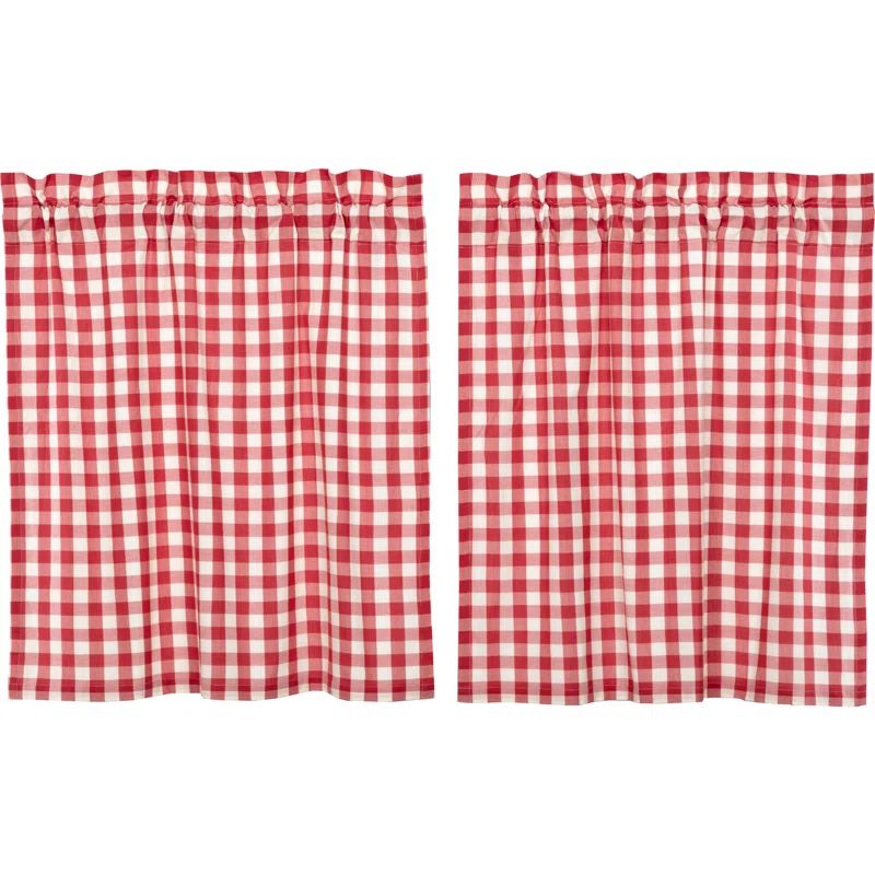 Red Buffalo Check Cotton Rod Pocket Tier Curtains 36x36