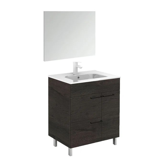 Elegance 32" Wenge Modern Freestanding Single Sink Vanity with Ceramic Top