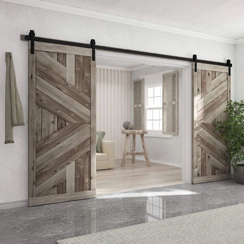 96-inch Matte Black Steel Sliding Barn Door Hardware Kit